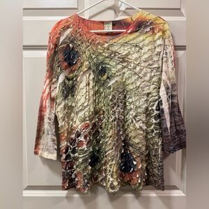 Jess & Jane Peacock Ruffled Layered Top